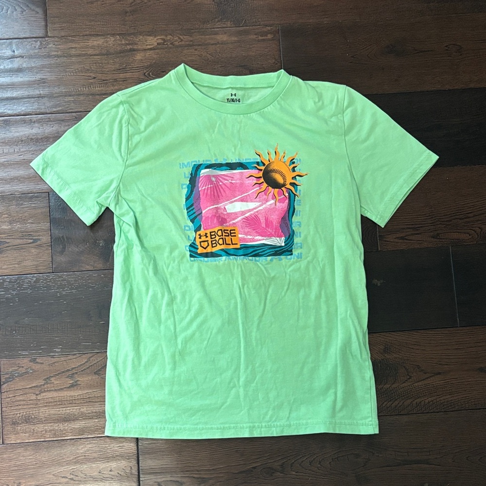 Under Armour Bright Green Kids Tee with Graphic